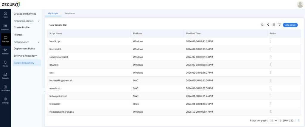 Zecurit scripts repository managing Windows, Mac, and Linux automation scripts for deployment